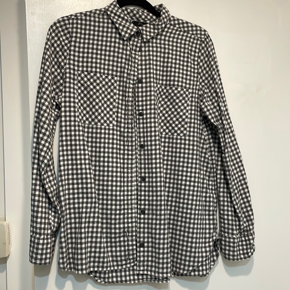 J. Crew classic fit, gray plaid flannel size 10 women’s